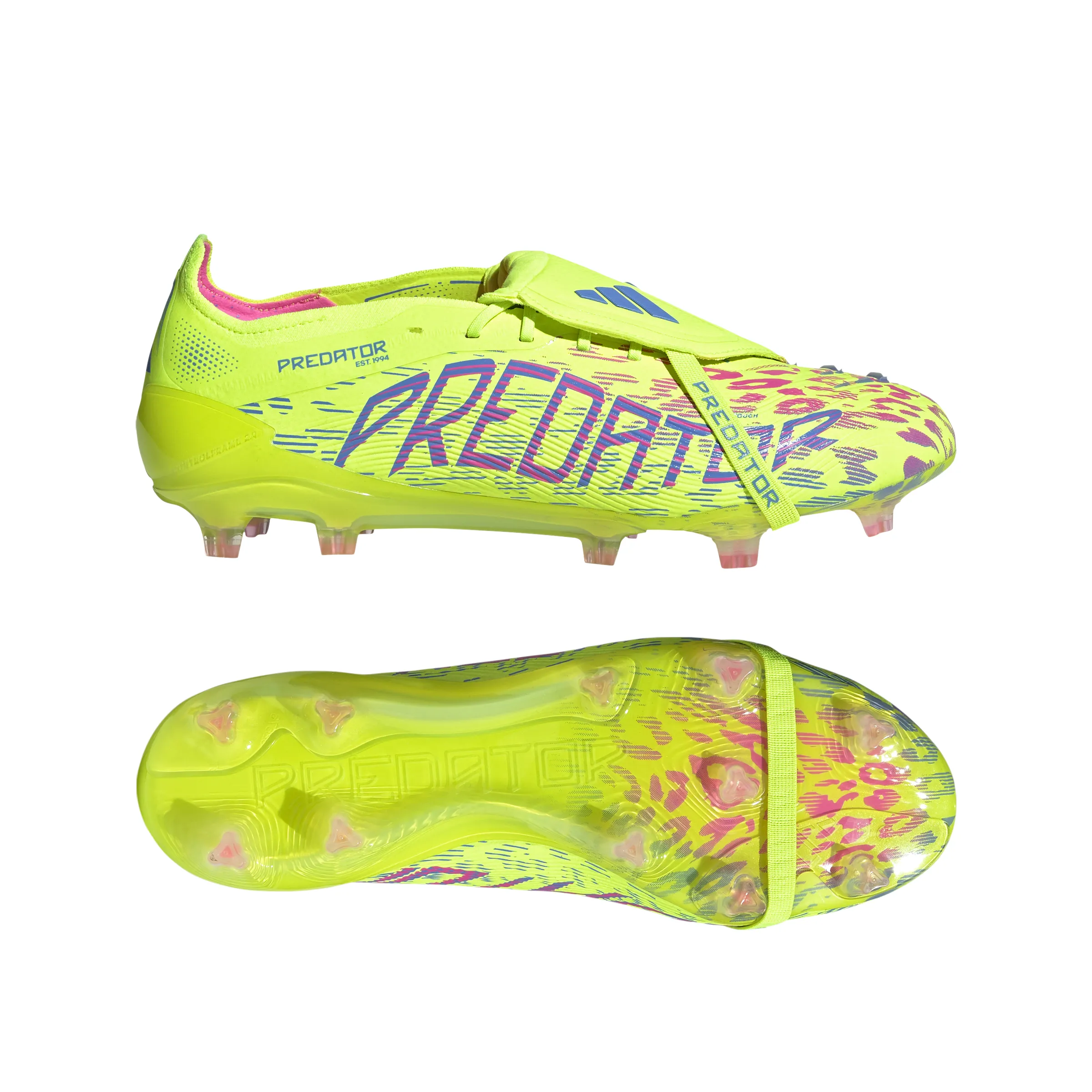 adidas Predator Elite FT FG Firm Ground Soccer Cleat - Lucid Lemon / Lucid Pink / Blue Fusion
