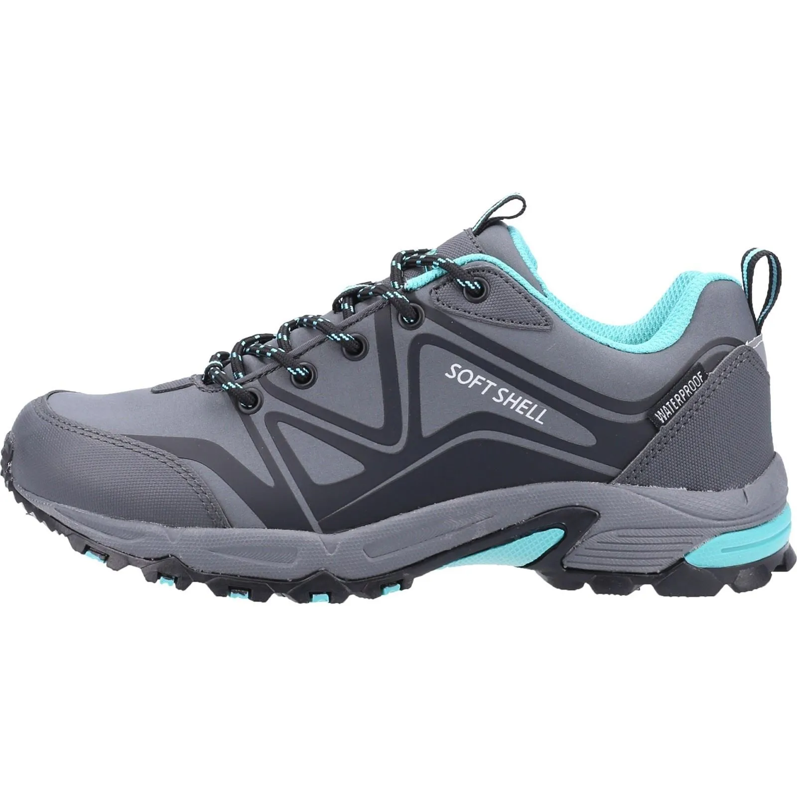 Cotswold Abbeydale Low Softshell & PU Women's Grey/Black/Aqua Hiking Boots