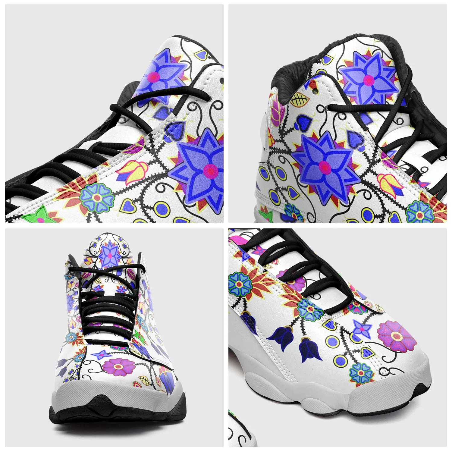 Floral Beadwork Seven Clans White Isstsokini Athletic Shoes