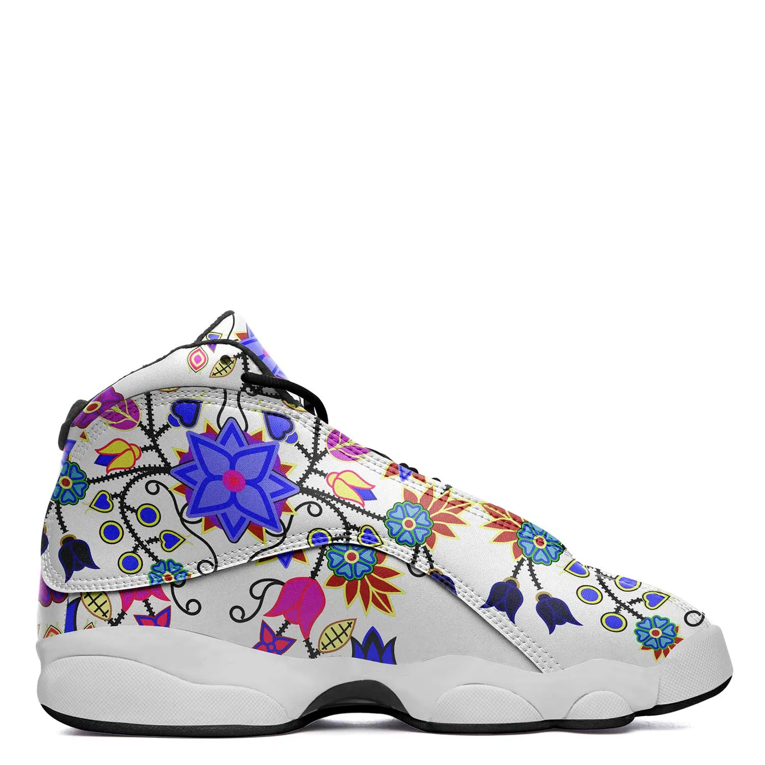 Floral Beadwork Seven Clans White Isstsokini Athletic Shoes