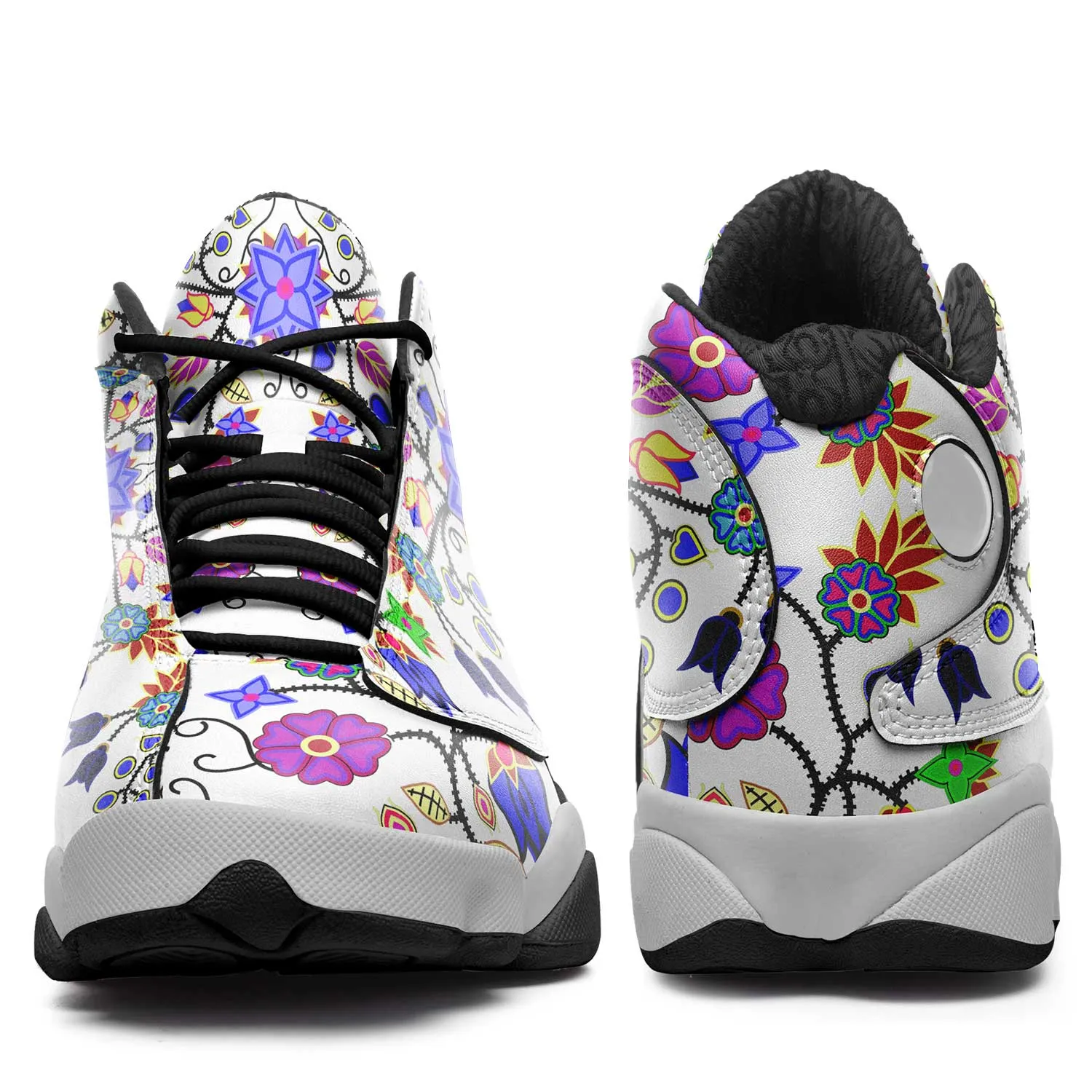 Floral Beadwork Seven Clans White Isstsokini Athletic Shoes