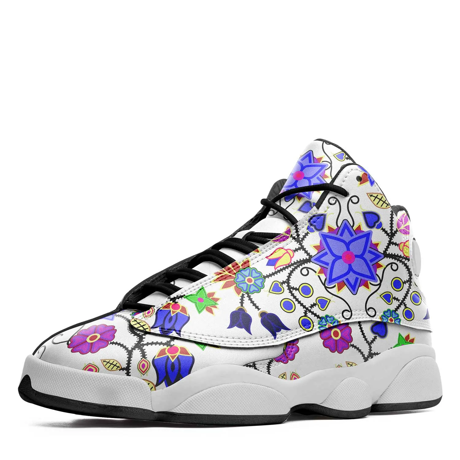 Floral Beadwork Seven Clans White Isstsokini Athletic Shoes