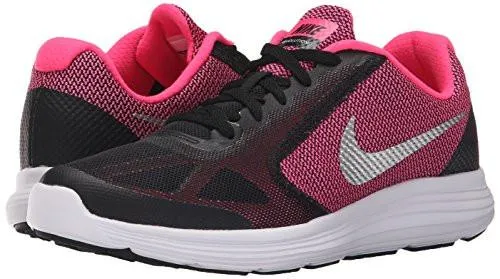 Girls Revolution 3 Running Shoe Gs Blackmetc Silverhyper Pinkwhite 6 M US Big Kid