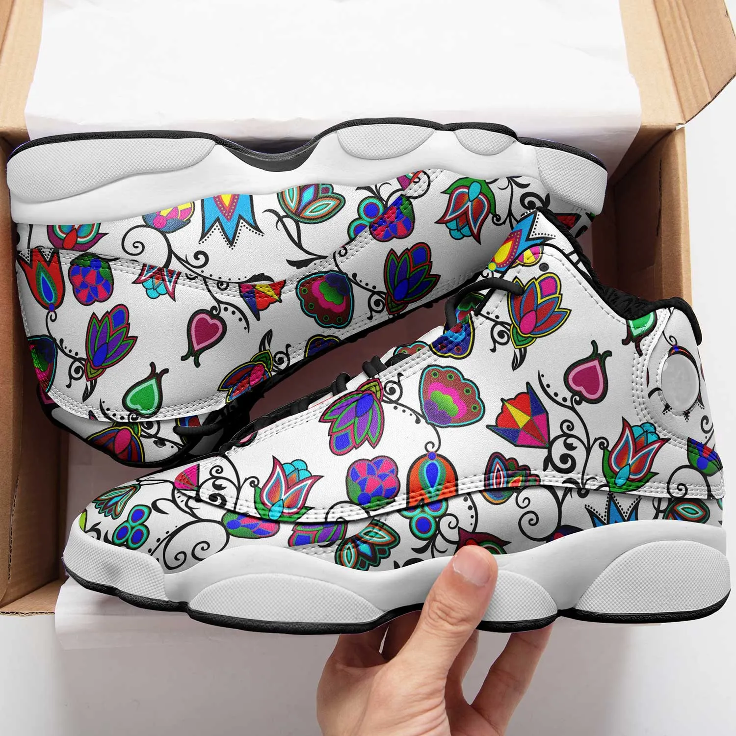 Indigenous Paisley - White Isstsokini Athletic Shoes