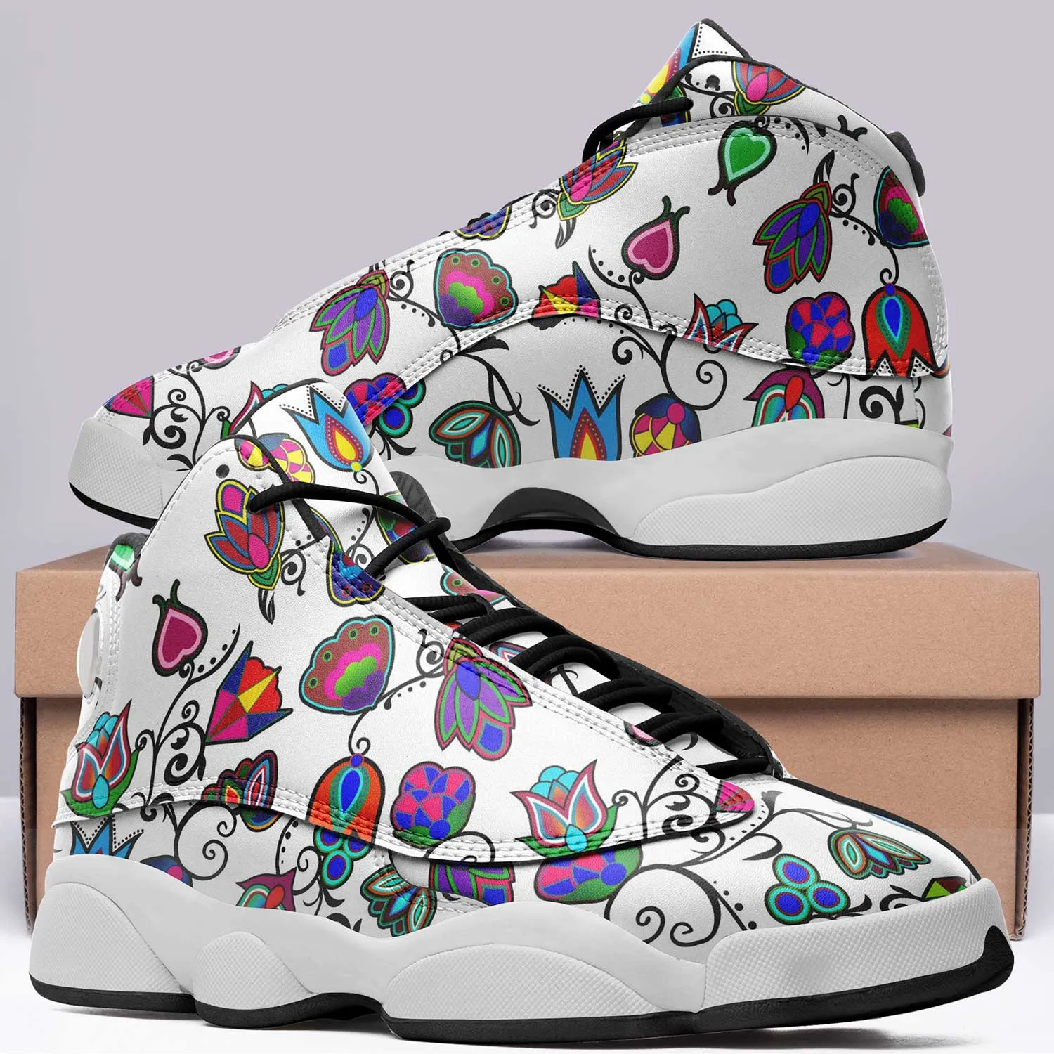 Indigenous Paisley - White Isstsokini Athletic Shoes